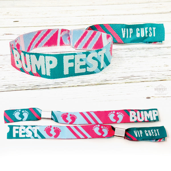 bump fest festival theme baby shower gender reveal party wristbands