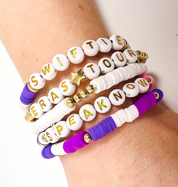 Speaknow (Purple) Friendship Bracelets Set - Eras Taylor Bracelets Wristbands - Eras Tour Wristband Bracelets - Swift Fans Bracelet