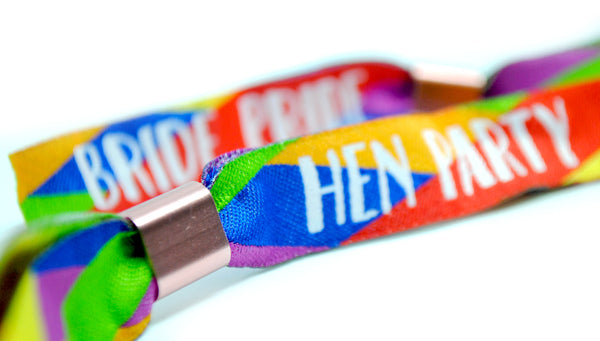 LESBIHEN ® Bride Pride Gay / Lesbian Hen Party Rainbow Wristbands